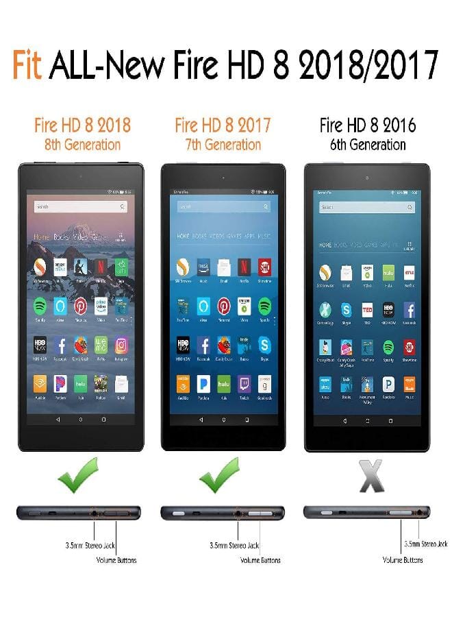 MoKo Case for All-New Amazon Fire HD 8 Tablet (7th/8th Generation, 2017/2018 Release) - Slim Folding Stand Cover for Fire HD 8, Black (with Auto Wake/Sleep) - Image 2